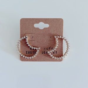 NWT Gold Tone and CZ Crescent Moon Earrings